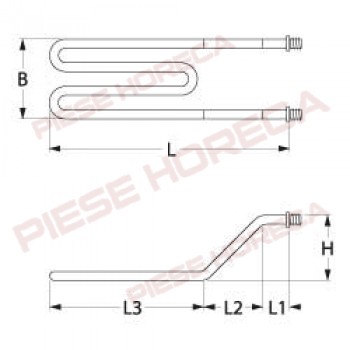 Rezistenta electrica 1000W, alimentare 230V, 1circuit, lungime- 205mm, latime-50mm, inaltime 18mm. Pentru expresoare La San Marco, Grimac
